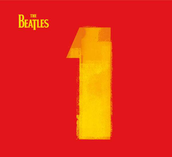 Album borító. Nagy sárga 1-es a piros háttéren. A Beatles logó.