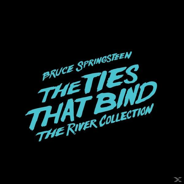 Albumcover: Bruce Springsteen, 'THE TIES THAT BIND', in Blau auf schwarzem Hintergrund.