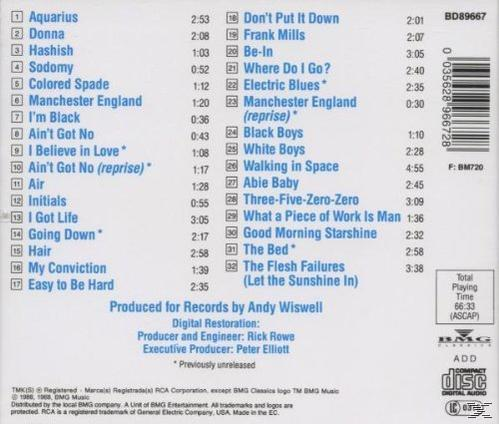 Rückseite einer CD-Hülle mit einer Liste von Songs und Credits.