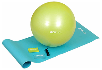 FOX FITNESS Pilates Seti 4'lü 65 cm Top+ Hafif ve Orta Dirençi Egzersiz Bandı + Egzersiz Minderi