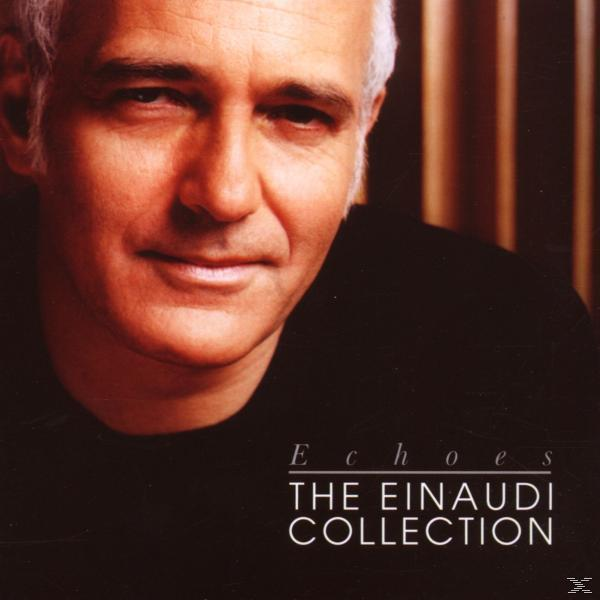 Nahaufnahme eines Mannes mit weißem Haar. Albumcover mit dem Titel 'Echoes The Einaudi Collection'.