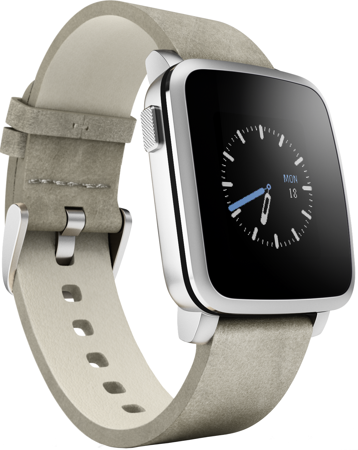 PEBBLE TIME STEEL Smartwatch Silber