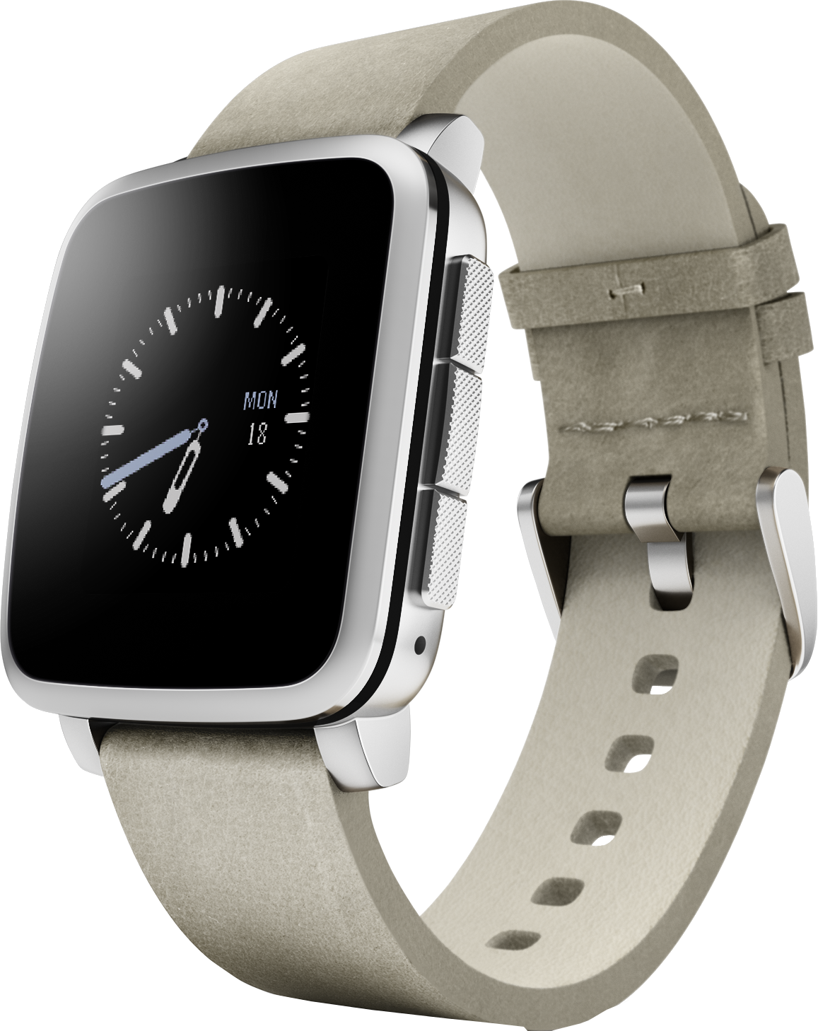 PEBBLE TIME STEEL Smartwatch Silber