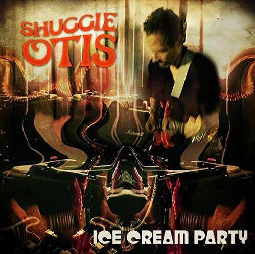 Albumcover mit einem Mann, der Gitarre spielt, Titel 'Ice Cream Party', verzerrter Hintergrund.