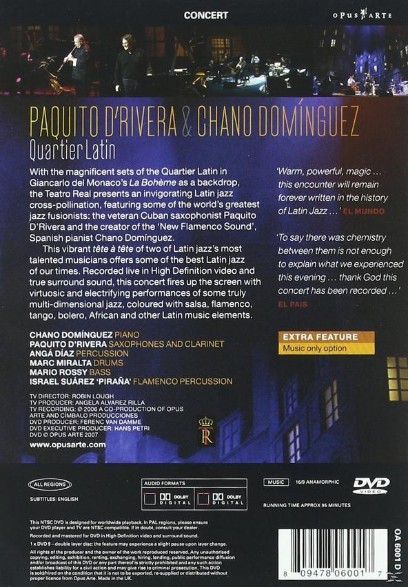 DVD-Hülle hinten mit Text über ein Jazzkonzert. Dunkler Hintergrund. Enthält Text und Logos.