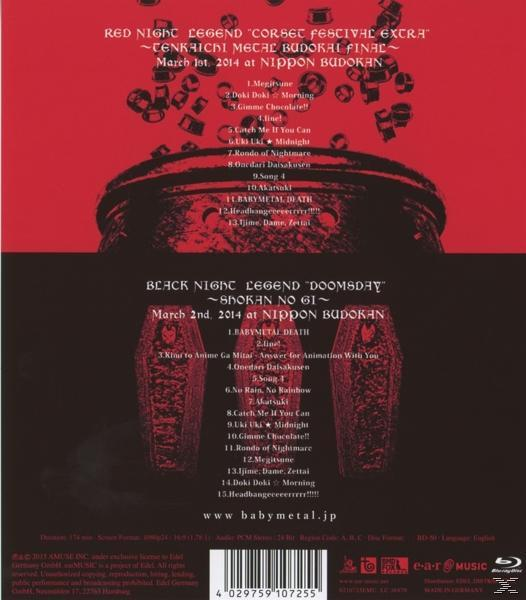 Albumcover in Rot mit einer Liste von Songs und Illustrationen, japanischer Text.