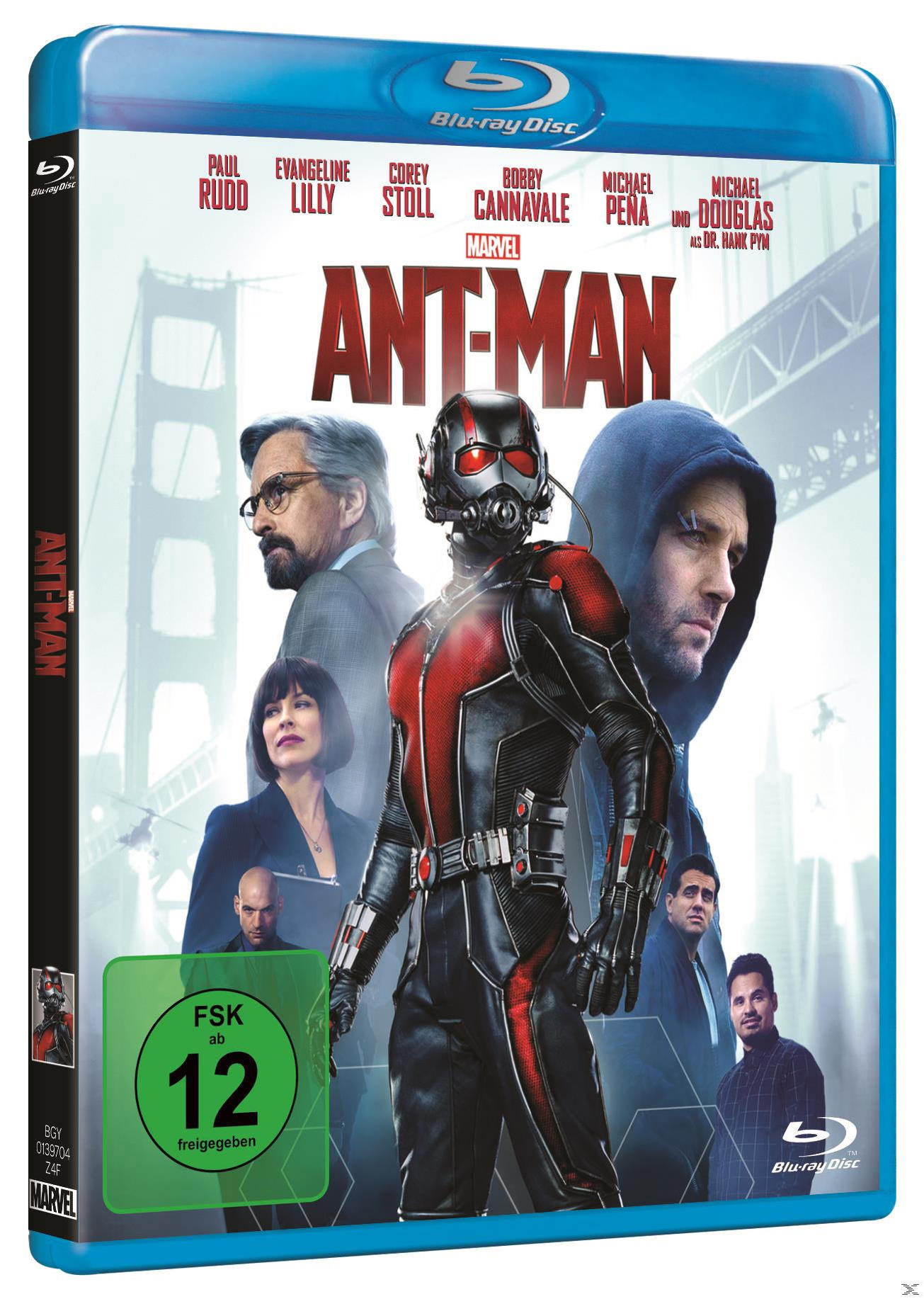 Ant-Man Blu-ray-Cover mit Charakteren aus dem Film, Titel in der Mitte.