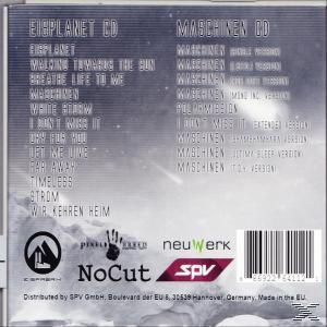 Album-Rückseite mit einer Liste von Songs und Logos. Der Titel lautet Eisplanet CD und Maschinen CD.