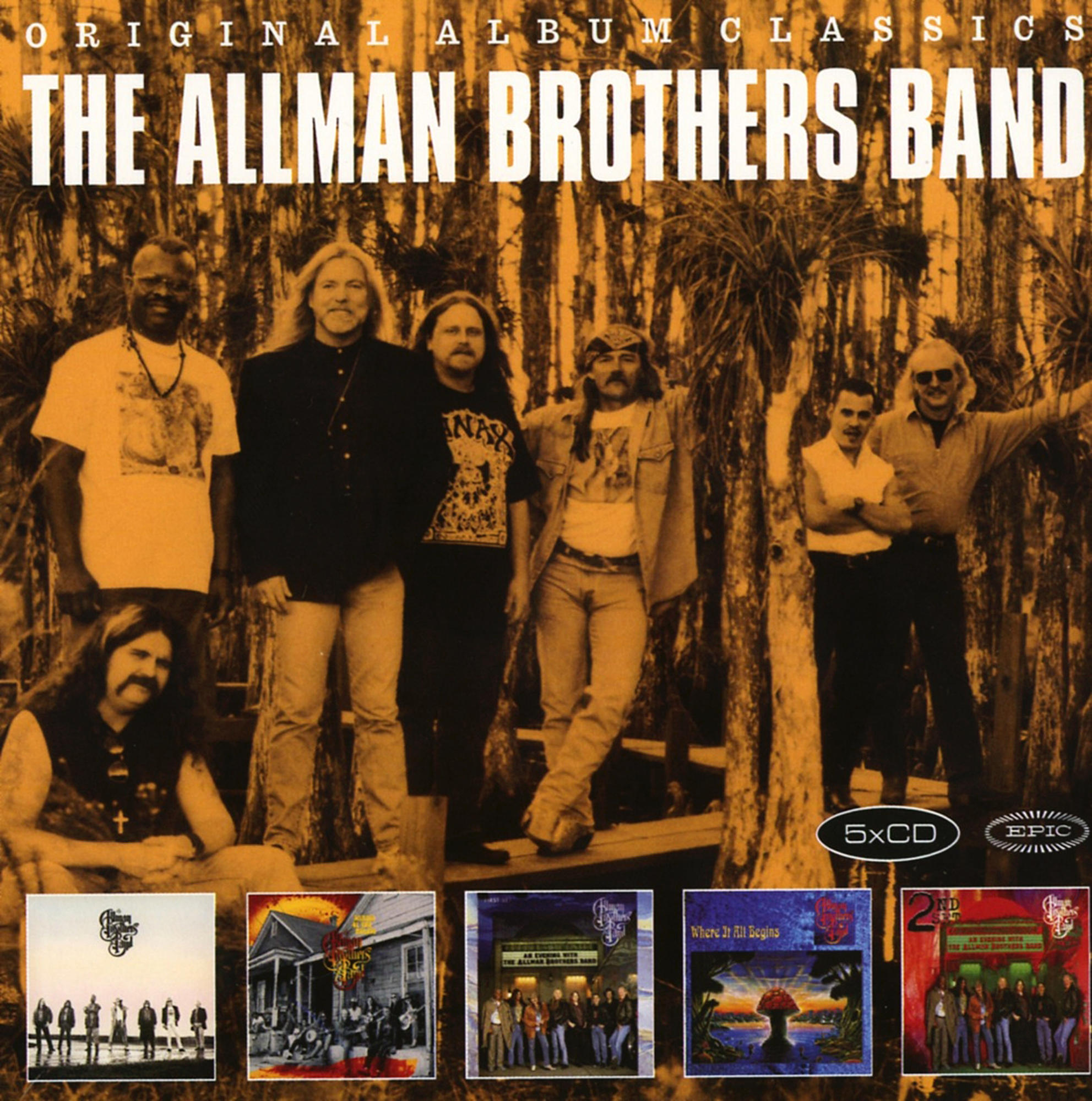 Albumcover mit einer Gruppe von Männern mit langen Haaren. Der Text lautet 'The Allman Brothers Band'.