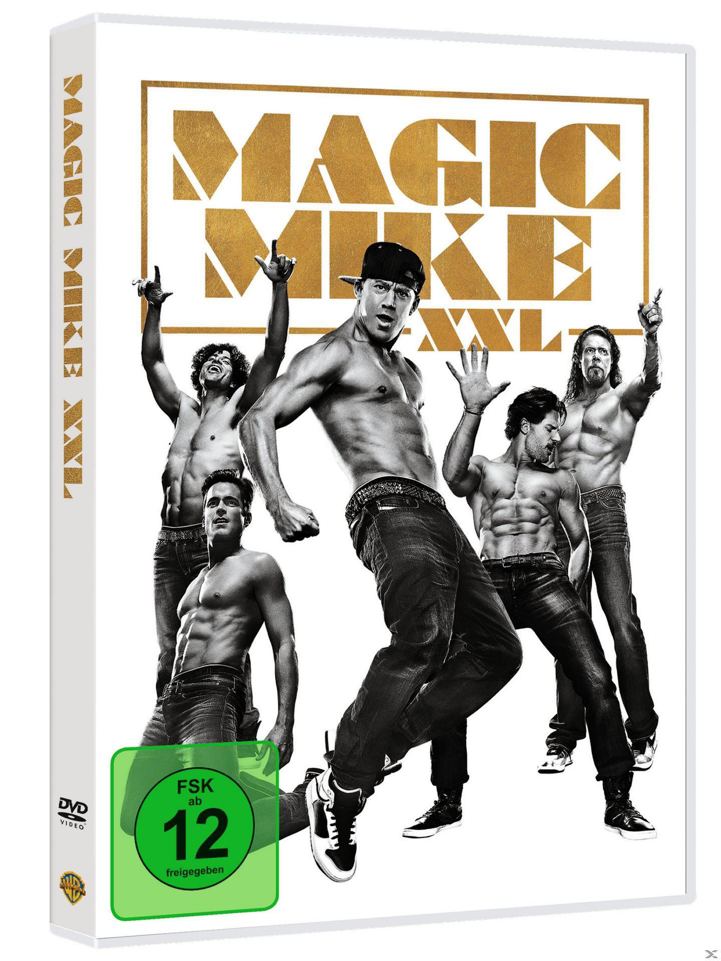 Eine DVD-Hülle mit Männern ohne Hemd, Text und einem grünen Bewertungsschild.