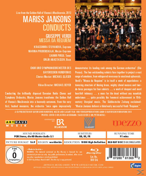- - Jansons Requiem Jansons Conducts Mariss (Blu-ray) Da Messa