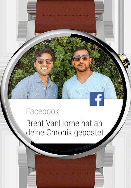 MOTOROLA Moto 360 (2. Gen.) 46 mm Smart Watch Edelstahlgehäuse mit Horween-Lederarmband, Silber/Cognac
