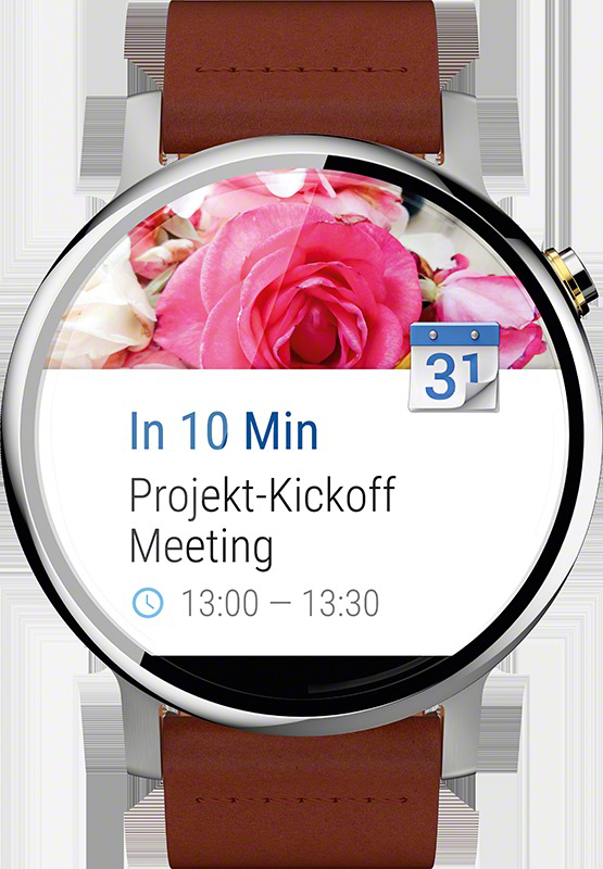 MOTOROLA Moto 360 (2. Gen.) 46 mm Smart Watch Edelstahlgehäuse mit Horween-Lederarmband, Silber/Cognac