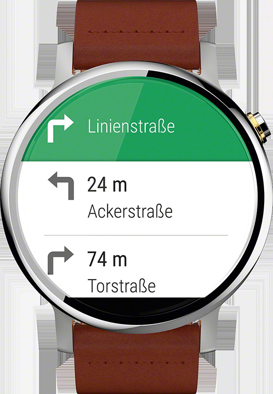 MOTOROLA Moto 360 (2. Gen.) 46 mm Smart Watch Edelstahlgehäuse mit Horween-Lederarmband, Silber/Cognac