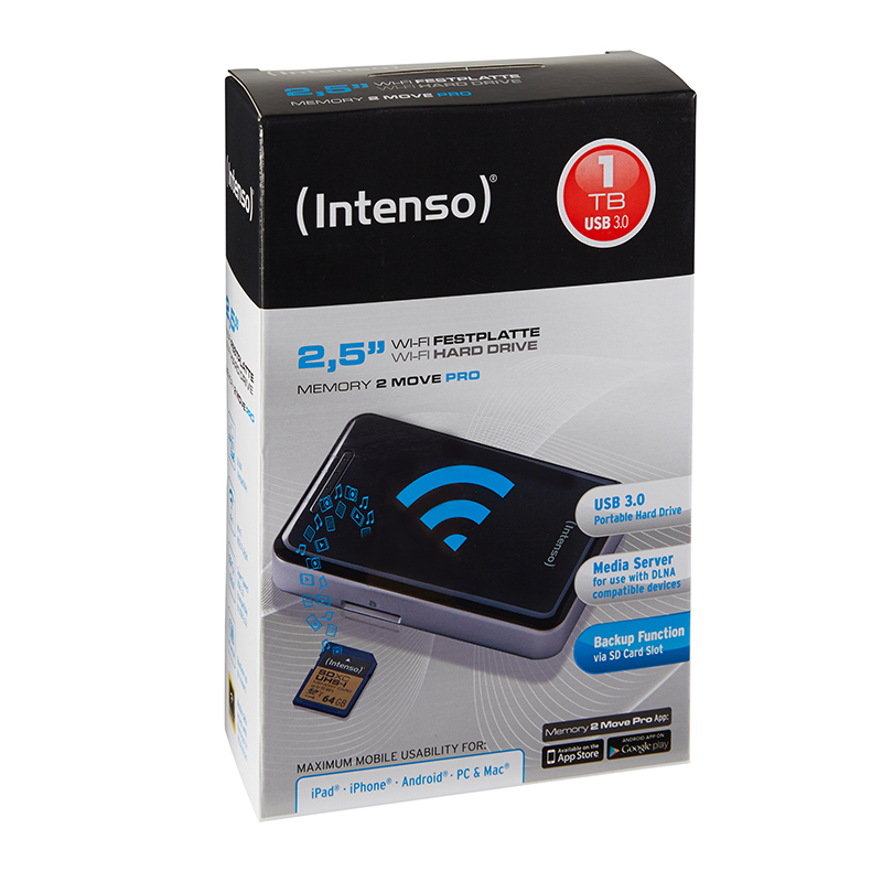 INTENSO 6025860 Memory 2 Move Pro Festplatte, 1 TB HDD, 2,5 Zoll, extern, Schwarz