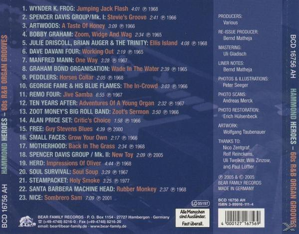 R&B - VARIOUS Heroes-60s Hammond Heroe (CD) -