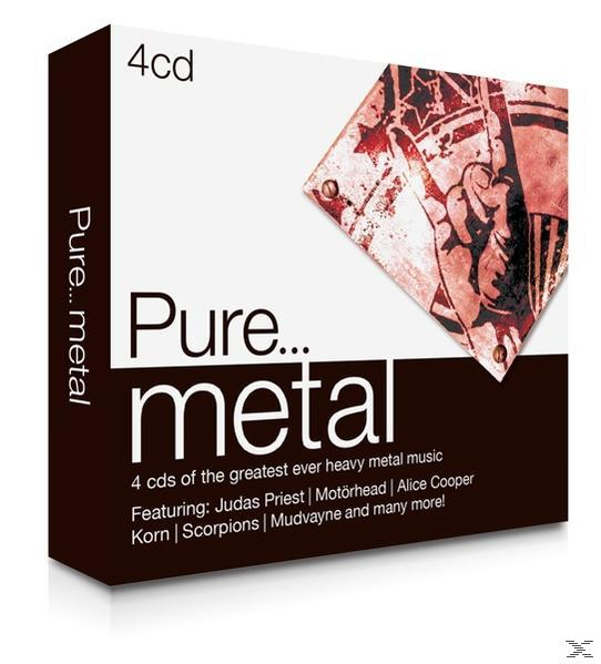 Pochette d'album : Coffret, titre "Pure Metal", avec divers groupes de heavy metal.