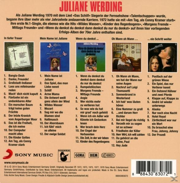 Albumcover mit Text und Bildern, verschiedenen Albumtracks und einem Frauenbild.