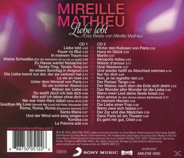 CD-Cover mit Trackliste und Bild von Mireille Mathieu.
