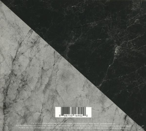 Abstraktes Schwarz-Weiß-Design, marmorartige Textur, auf einem CD-Cover.