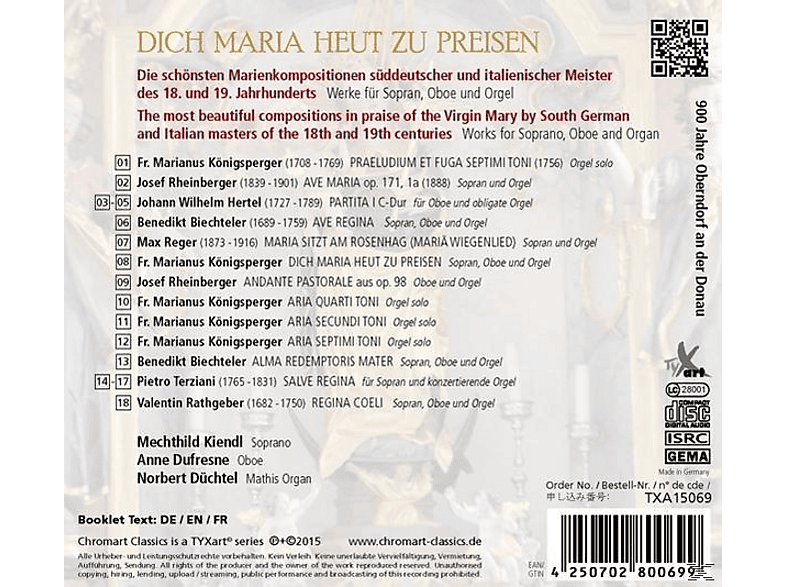 Thumbnail - Mechthild Kiendl, Anne Dufresne, Norbert Duchtel - Dich Maria Heut Zu Preisen (CD)
