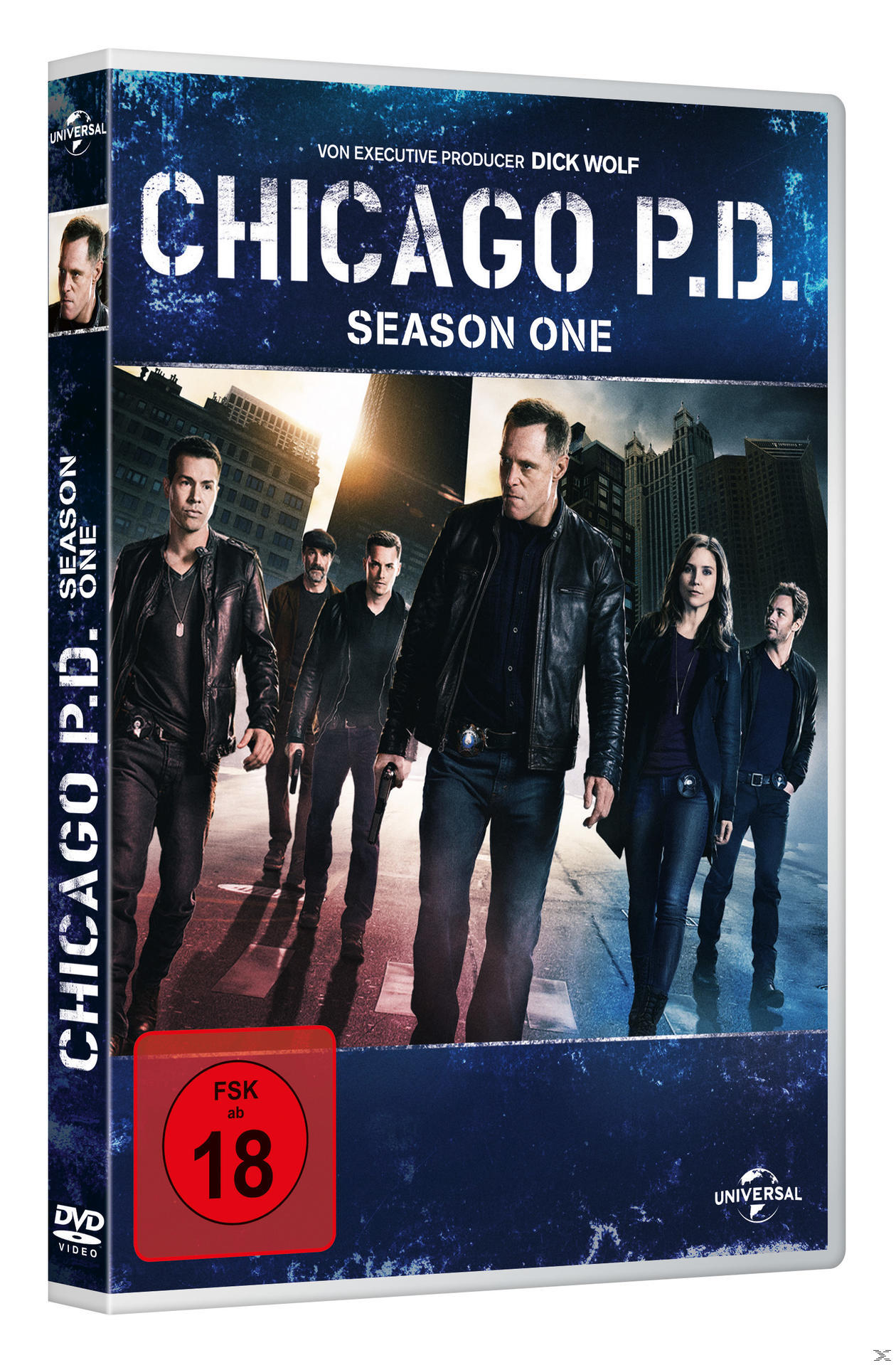 Chicago P.D. DVD-Cover mit Schauspielern und dem Serientitel.