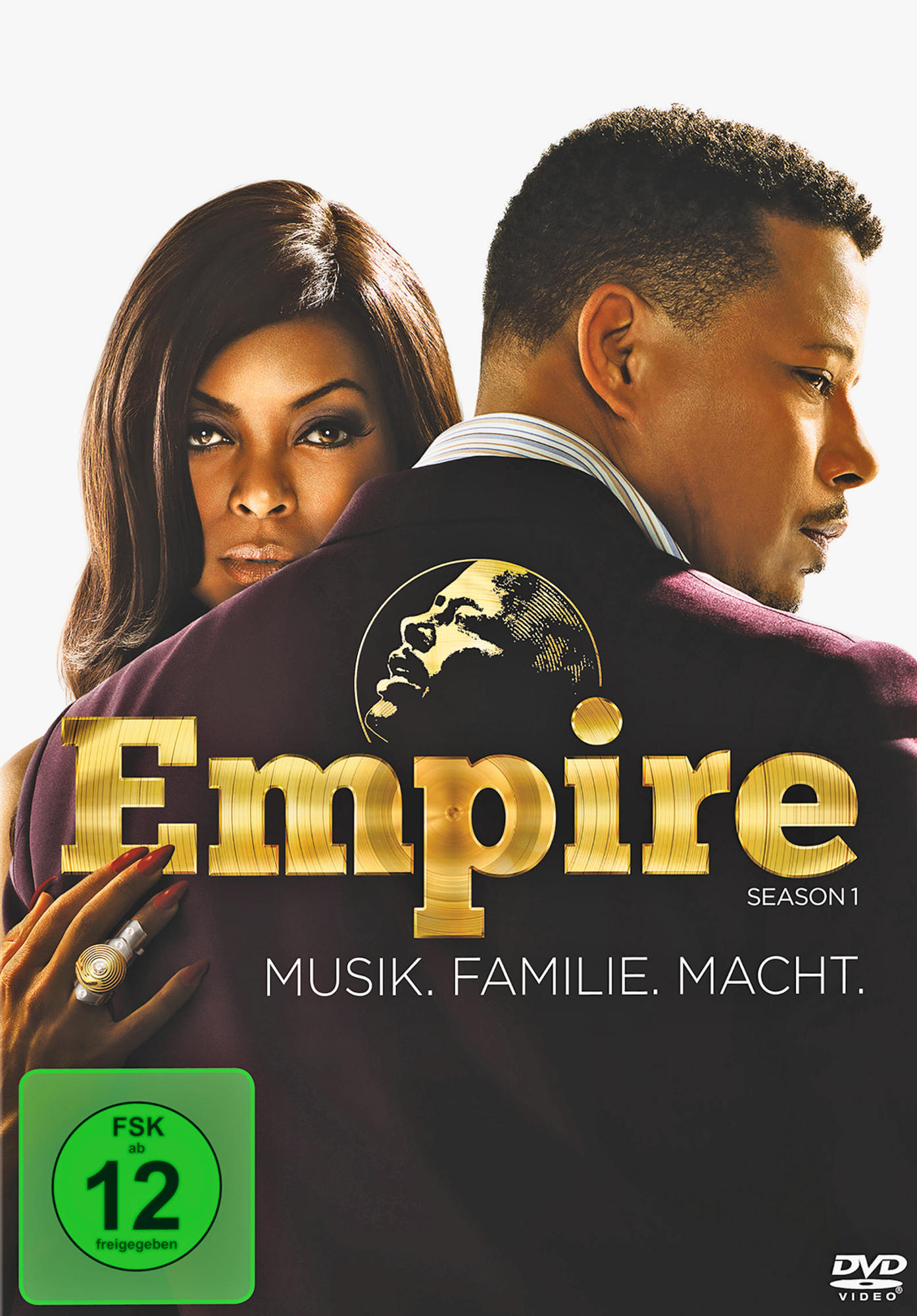 DVD-Cover: Zwei Personen. Text: Empire, Staffel 1. Musik, Familie, Macht.