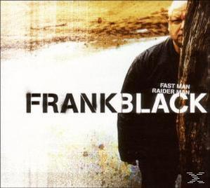 Frank Black Albumcover. Mann in schwarzem Hemd, weißer Text und abstrakter Hintergrund.