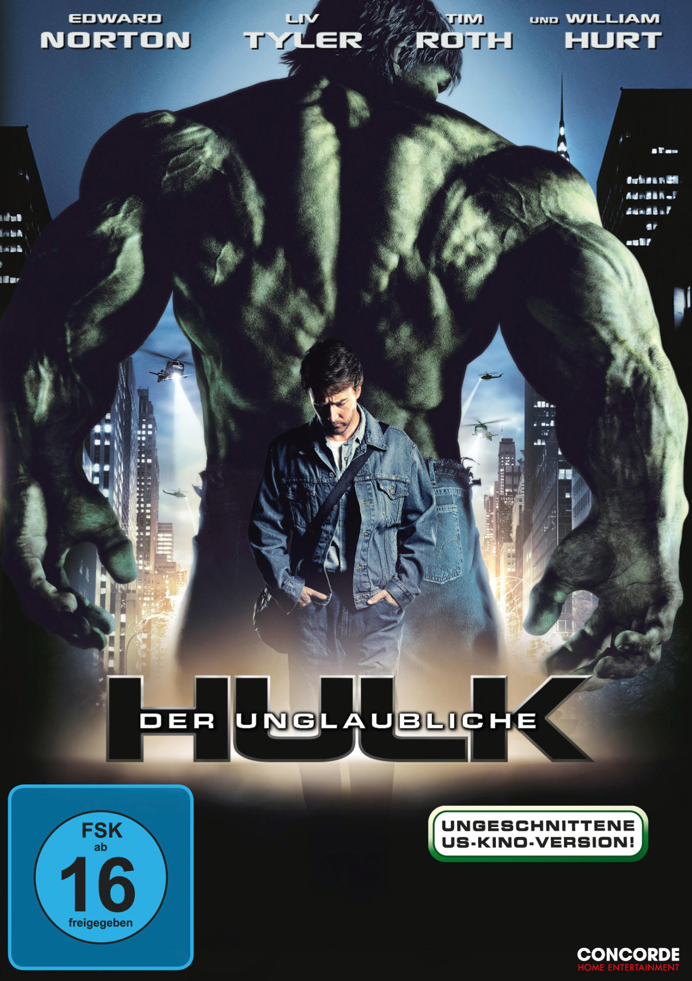 DVD-Cover für Hulk. Mit Edward Norton und dem Bild von Hulk.