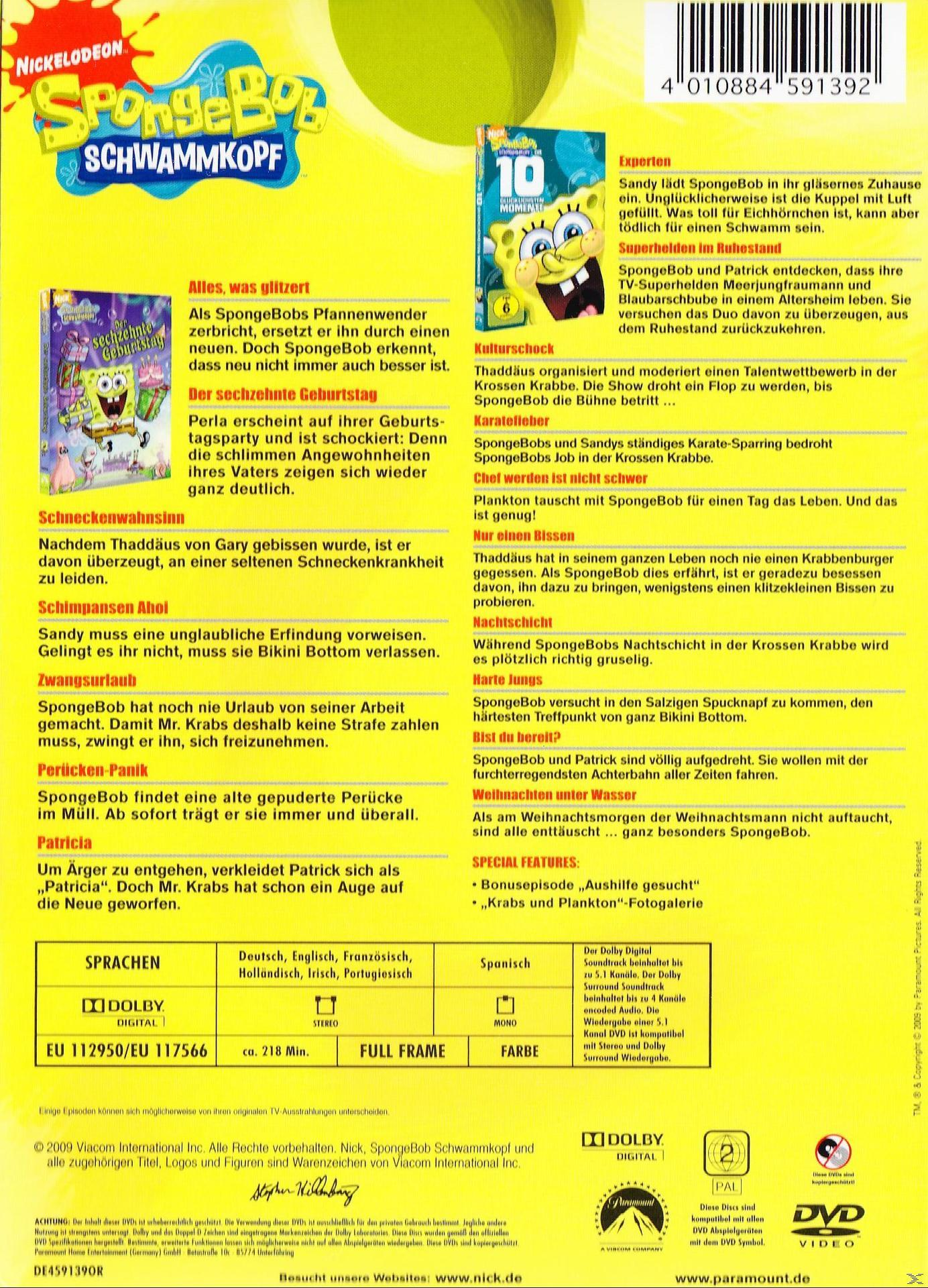 DVD-Cover von SpongeBob Schwammkopf. Enthält SpongeBob und Freunde, Text.