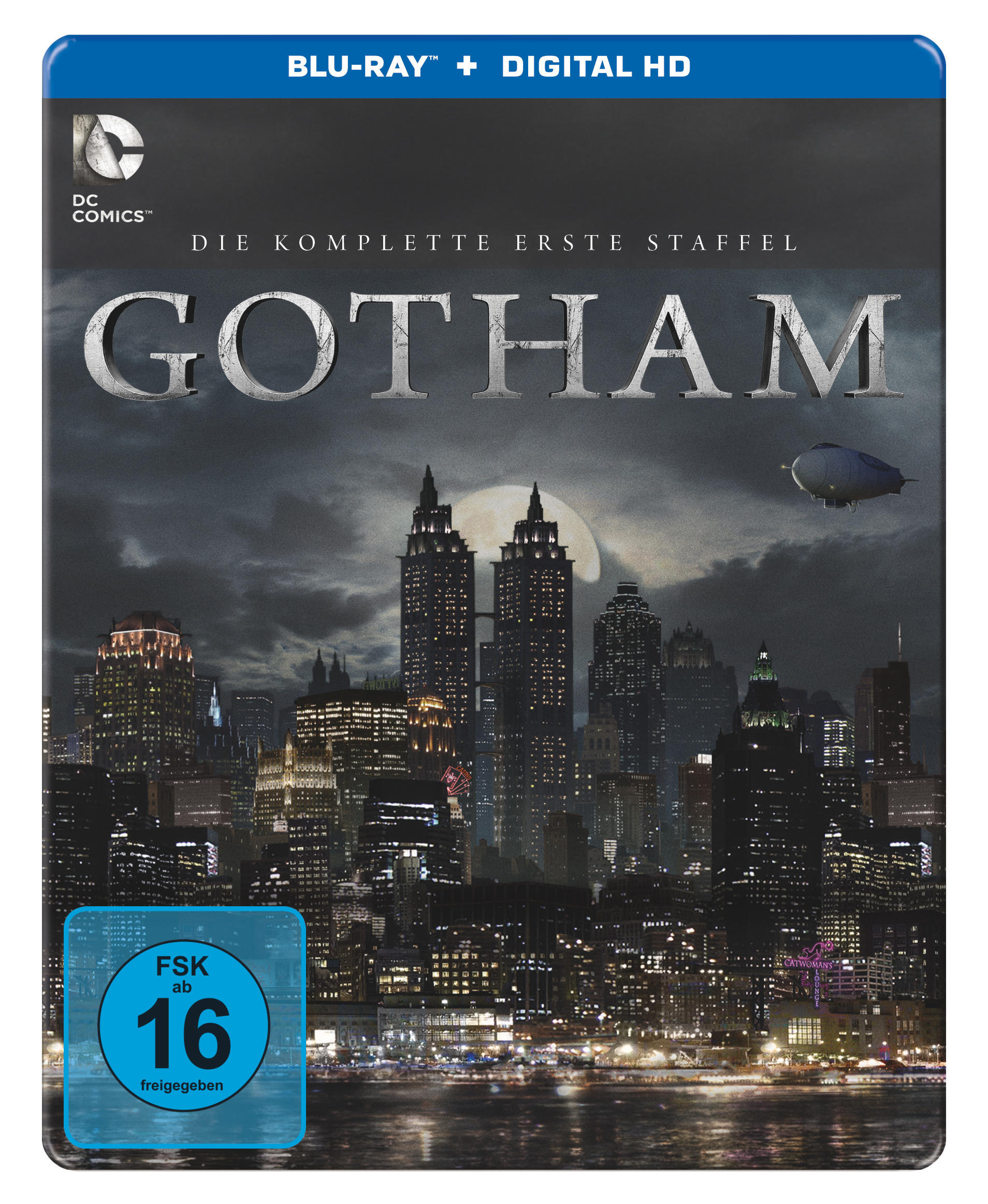 Gotham Blu-ray-Cover, Stadtlandschaft bei Nacht, dunkler Himmel.