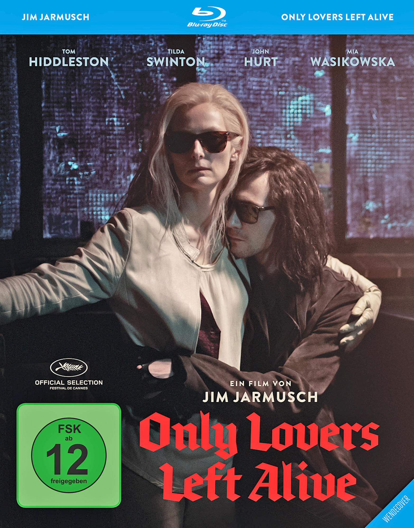 DVD-Cover mit Tom Hiddleston und Tilda Swinton. Filmtitel: Only Lovers Left Alive.