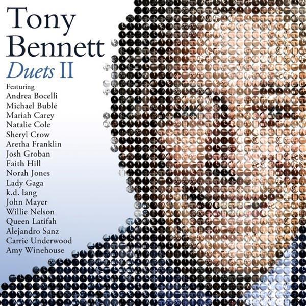CD borító több előadó képével, Tony Bennett nevével és a Duets II címmel.