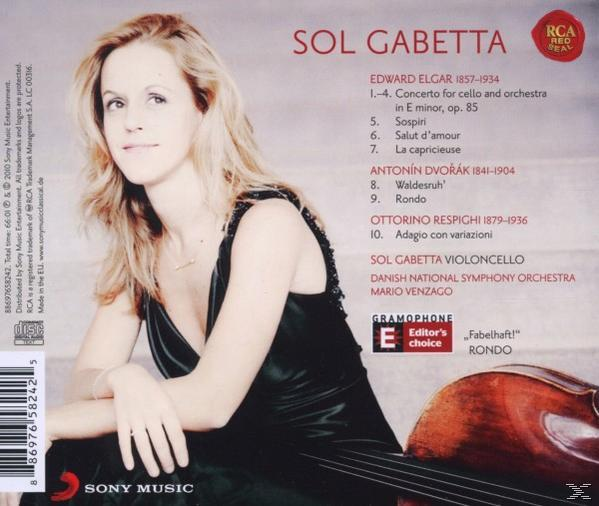 CD-Cover mit Porträt einer Frau und Trackliste für Sol Gabettas Cellomusik.