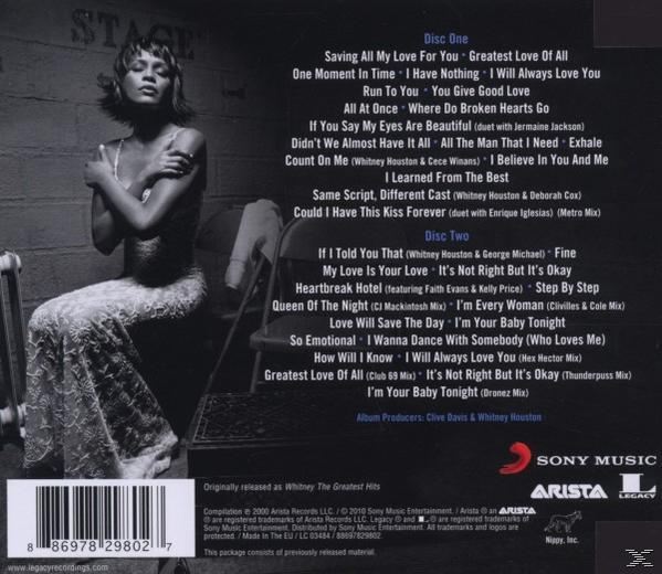 CD-Rückseite mit einer Frau und einer Liste von Songs. Die Frau trägt ein weißes Kleid. Der Hintergrund ist weiß.