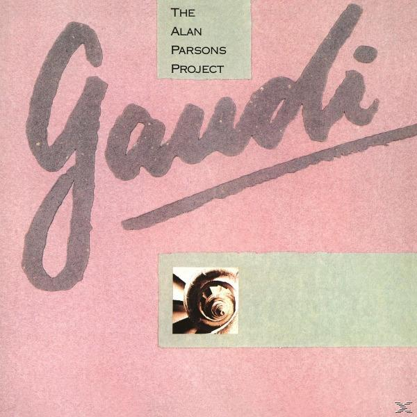 Gaudi album borító rózsaszín háttérrel és szürke szöveggel, valamint egy kép a dobozban.