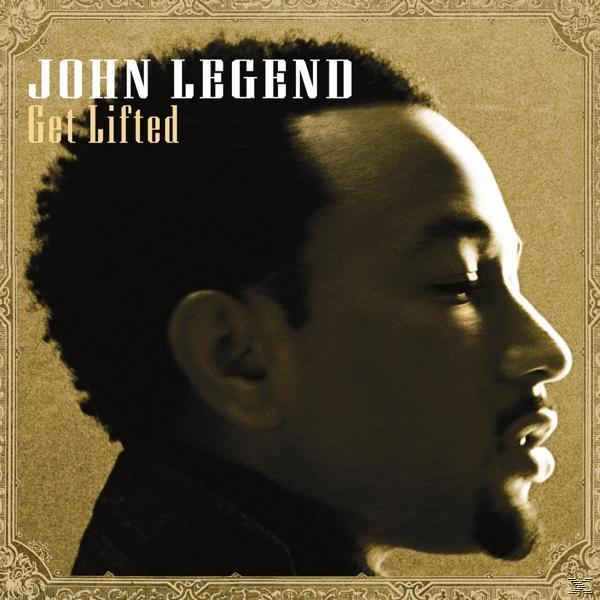 Album borító. John Legend profilban. Arany keret. Arany háttér.