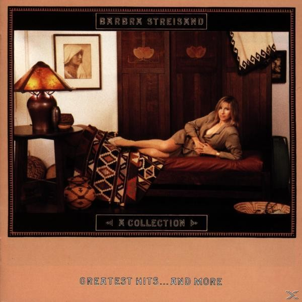 Albumcover: Frau liegt auf einem Bett, Dekoration drumherum, und Text 'Barbra Streisand'.