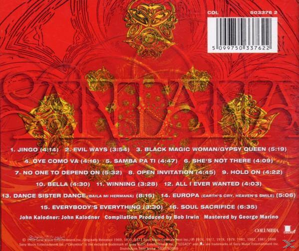 Albumcover mit goldenen Ornamenten auf rotem Hintergrund. Titelliste und Credits.