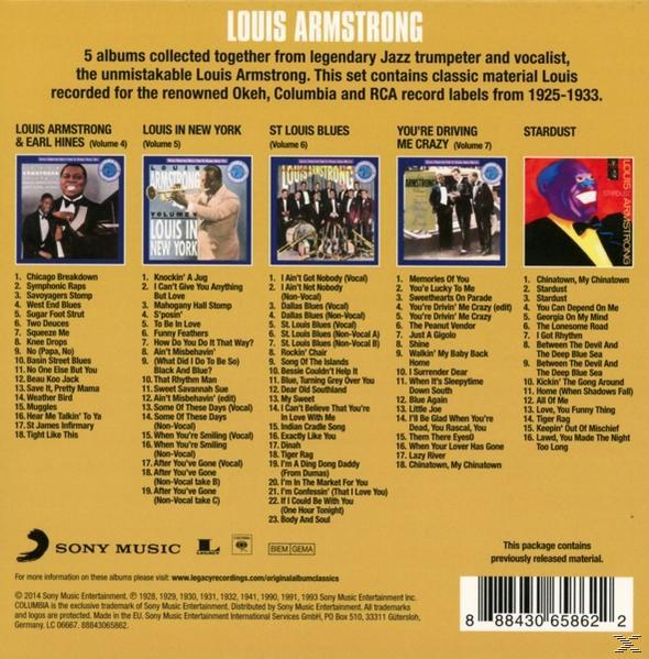 Albumcover mit verschiedenen Songtiteln und Künstler Louis Armstrong.
