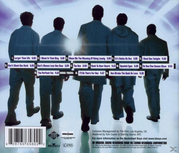 Album-Rückseite: Fünf Männer von hinten, Songtitel aufgelistet und Barcode.