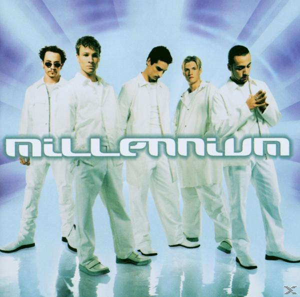 Albumcover: Fünf Männer in weißen Outfits, das Wort 'Millennium' in fetten Buchstaben.