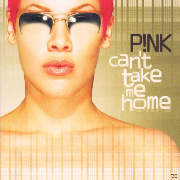 Albumcover: Pink, Can't Take Me Home. Pink, rosa Haare, Sonnenbrille, Nahaufnahme, auf gemustertem Hintergrund.
