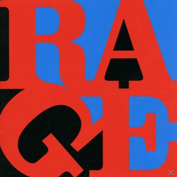 Albumcover: Roter Text 'RAGE' über blauen und schwarzen Blöcken. Buchstaben sind ausgeschnitten.