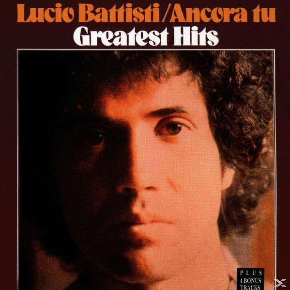 Albumcover: Lucio Battisti, Greatest Hits. Gesicht eines Mannes, blickt in die Kamera, dunkler Hintergrund, Brauntöne.