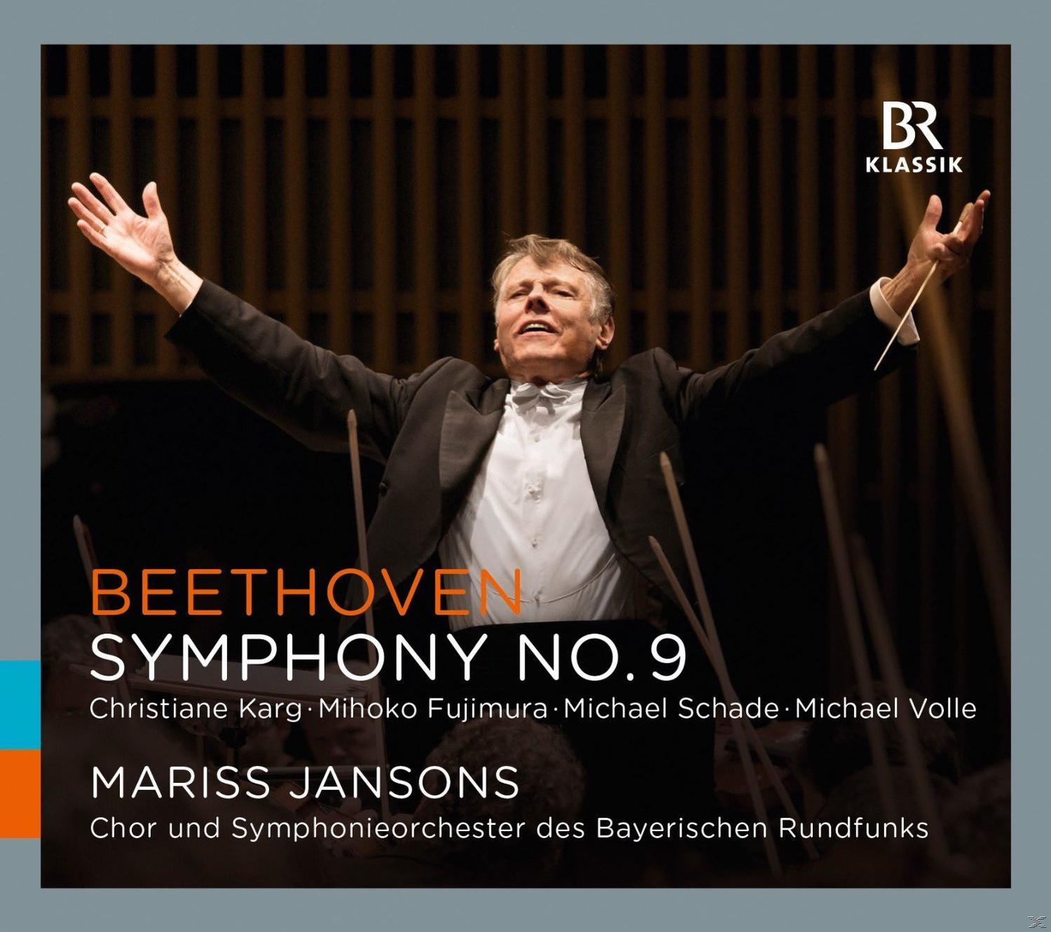 Albumcover: Mariss Jansons dirigiert ein Orchester. Titel: Beethoven Symphonie Nr. 9. Orchestername und Solisten sind aufgeführt.