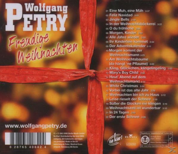CD-Cover mit Weihnachtsmotiv. Rotes Band in der Mitte. Wolfgang Petry Text, Titelliste.