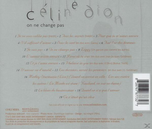 Album borító. Céline Dion album borítója egy dalsorral a bal oldalon.