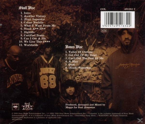 CD-Rückseite mit einer Gruppe von Männern und einer Liste der Songs.
