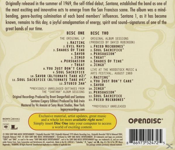 Albumcover mit einer Liste von Songs und Informationen zum Disc-Label.